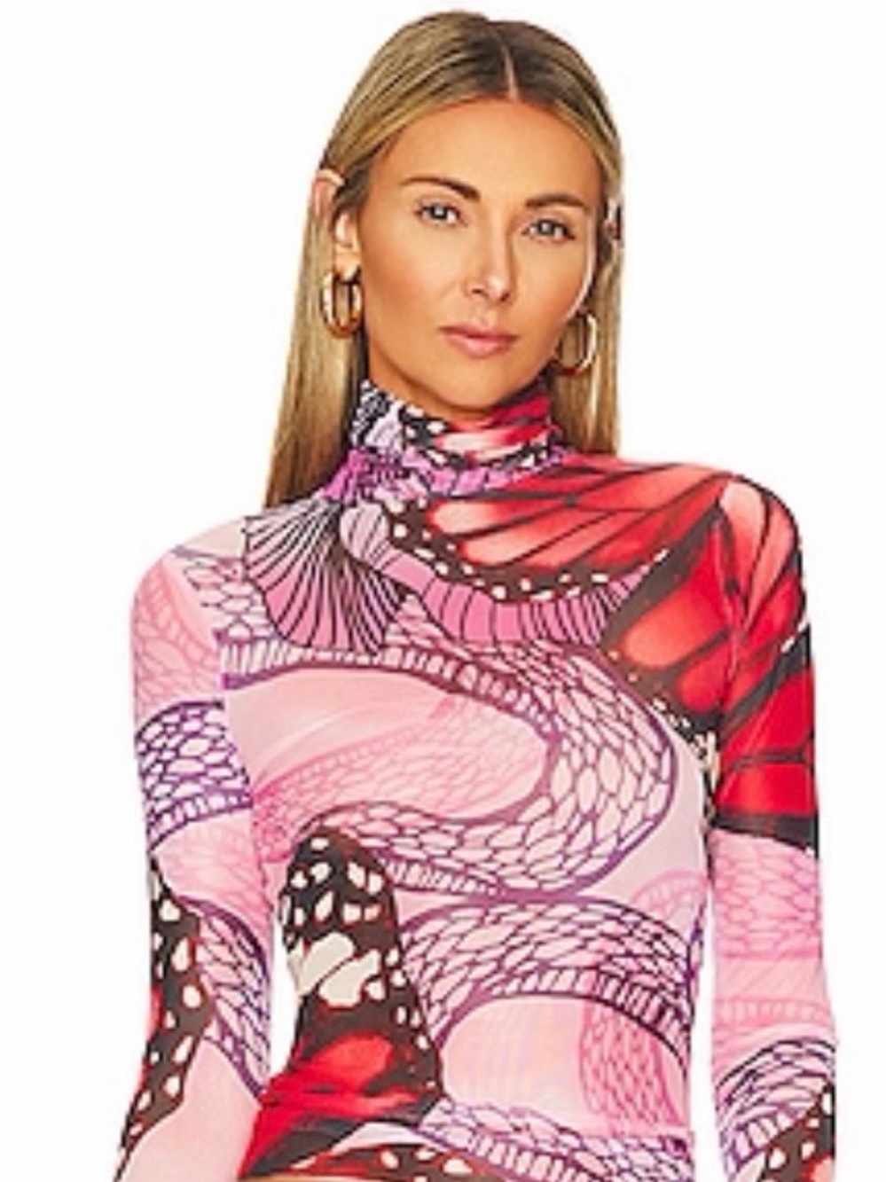 AFRM Season Red Butterfly Mesh Dress Small NWT